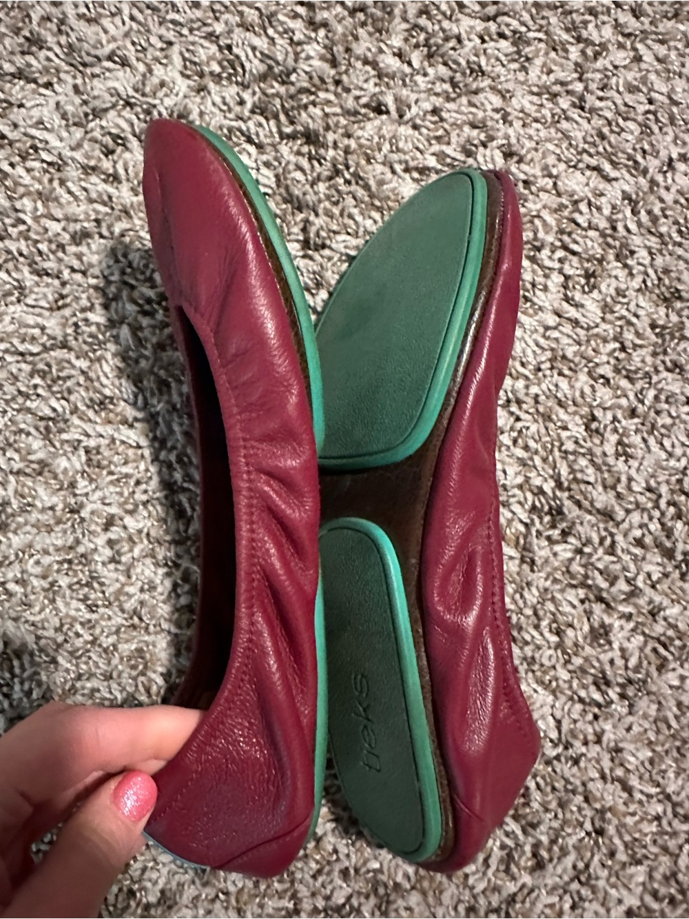 Tieks Burgundy Leather Ballet Flats - Picture 6 of 17